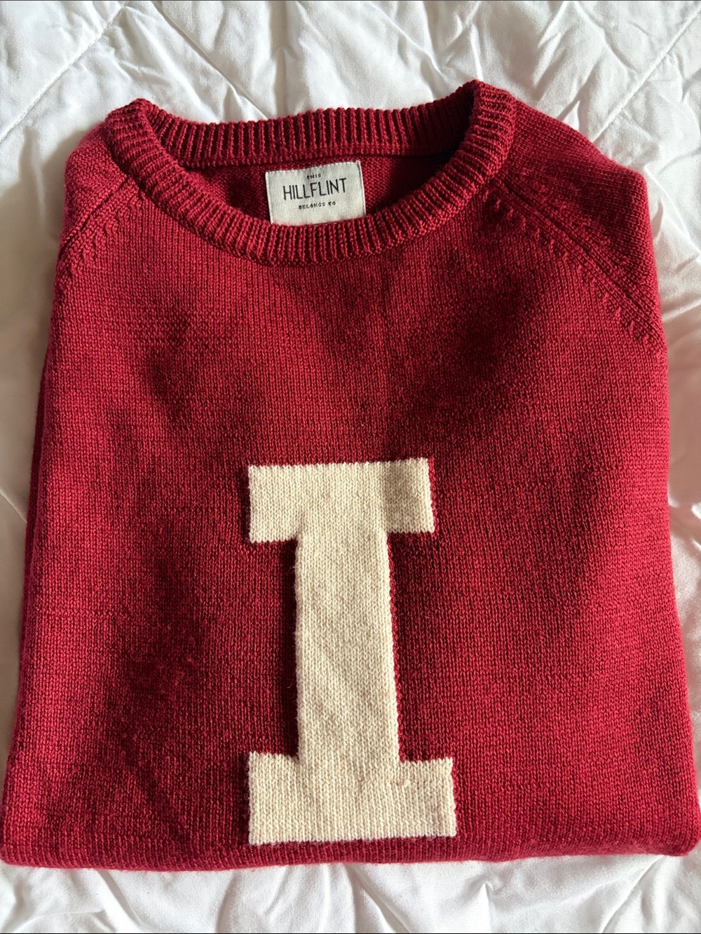 Hillflint Indiana University Burgundy Crewneck Sweater 100% Merino Wool